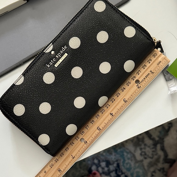 Kate Spade Black and White Polka Dot Zip Wallet - Picture 7 of 8